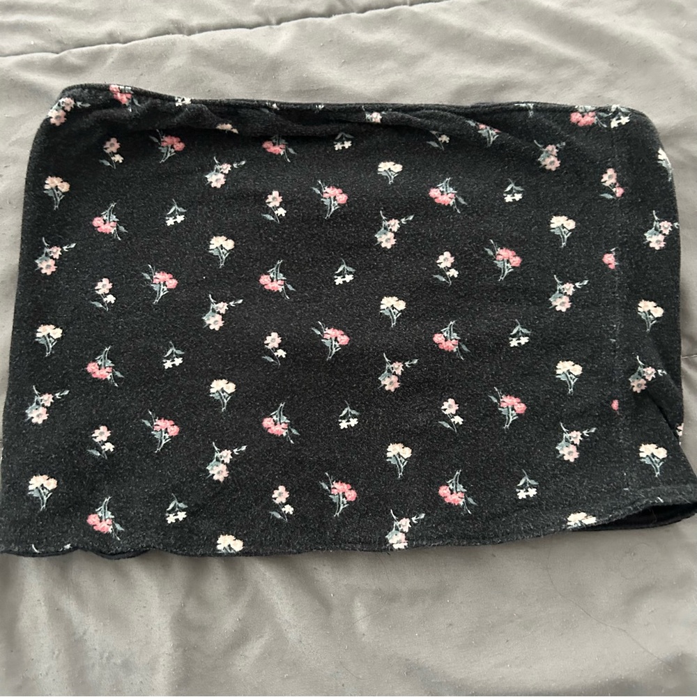 Floral Black Tube Crop Top